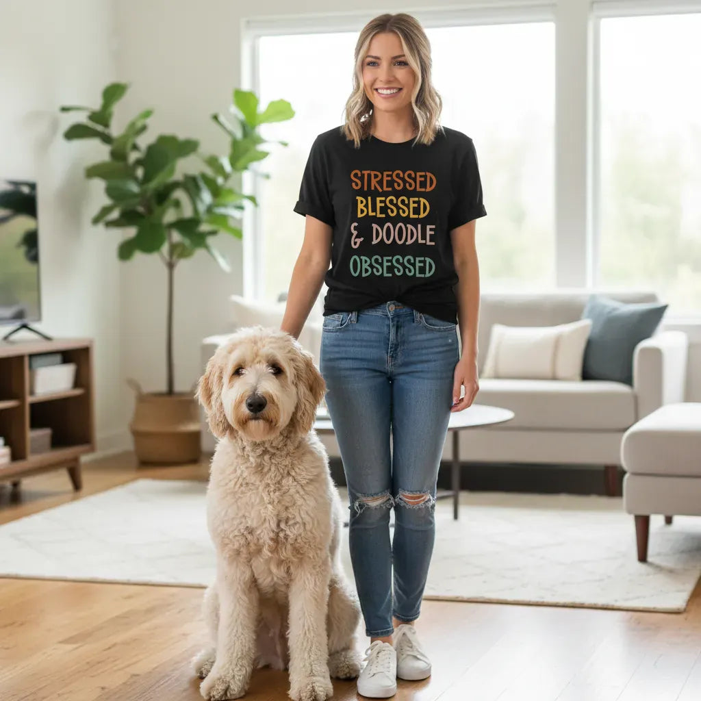 Stressed Doodle Blessed T-Shirt in by Puppy Jo