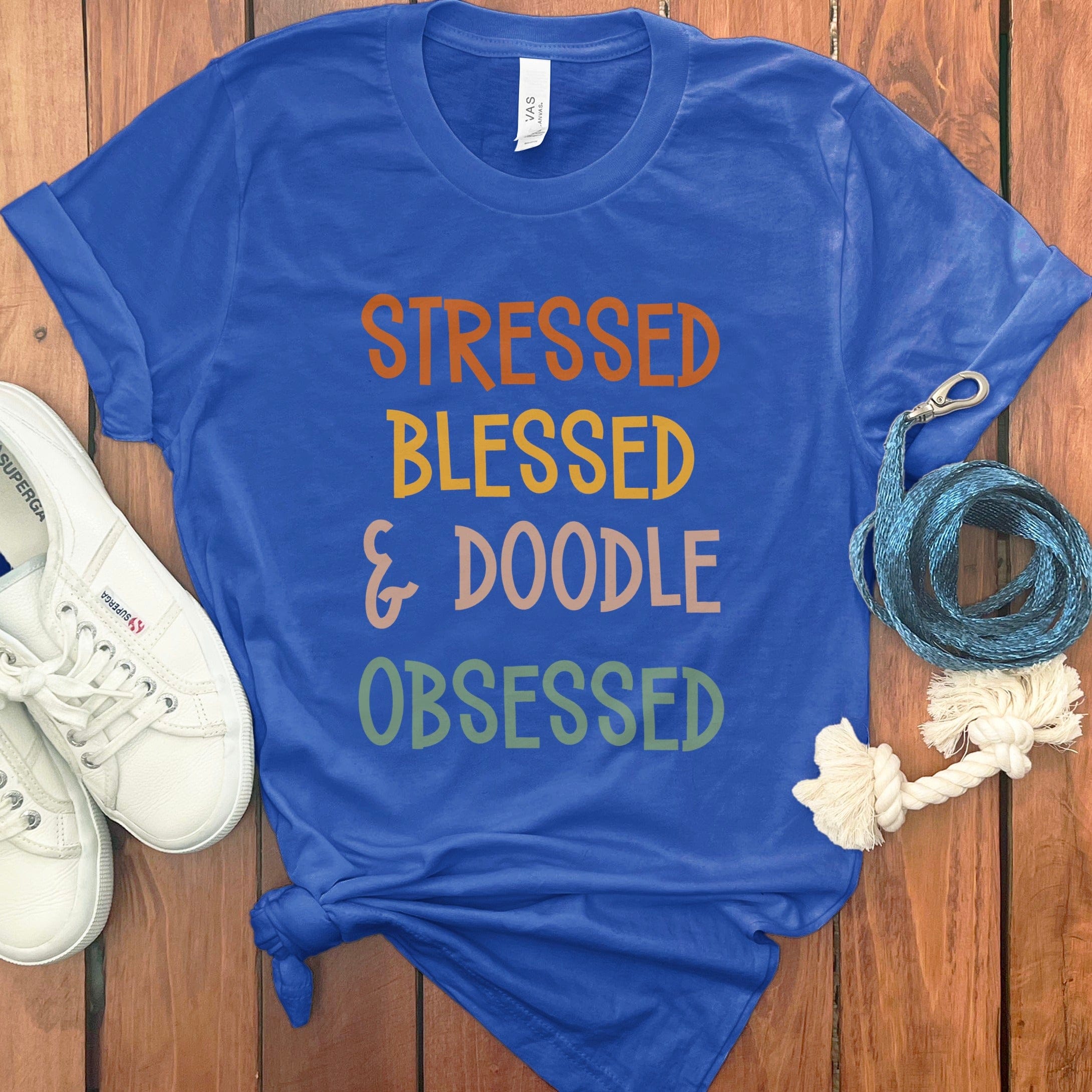Stressed Doodle Blessed T-Shirt in True Royal / S by Puppy Jo