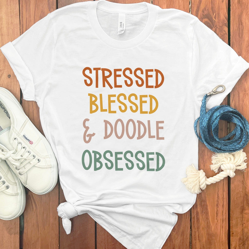 Stressed Doodle Blessed T-Shirt in White / S by Puppy Jo