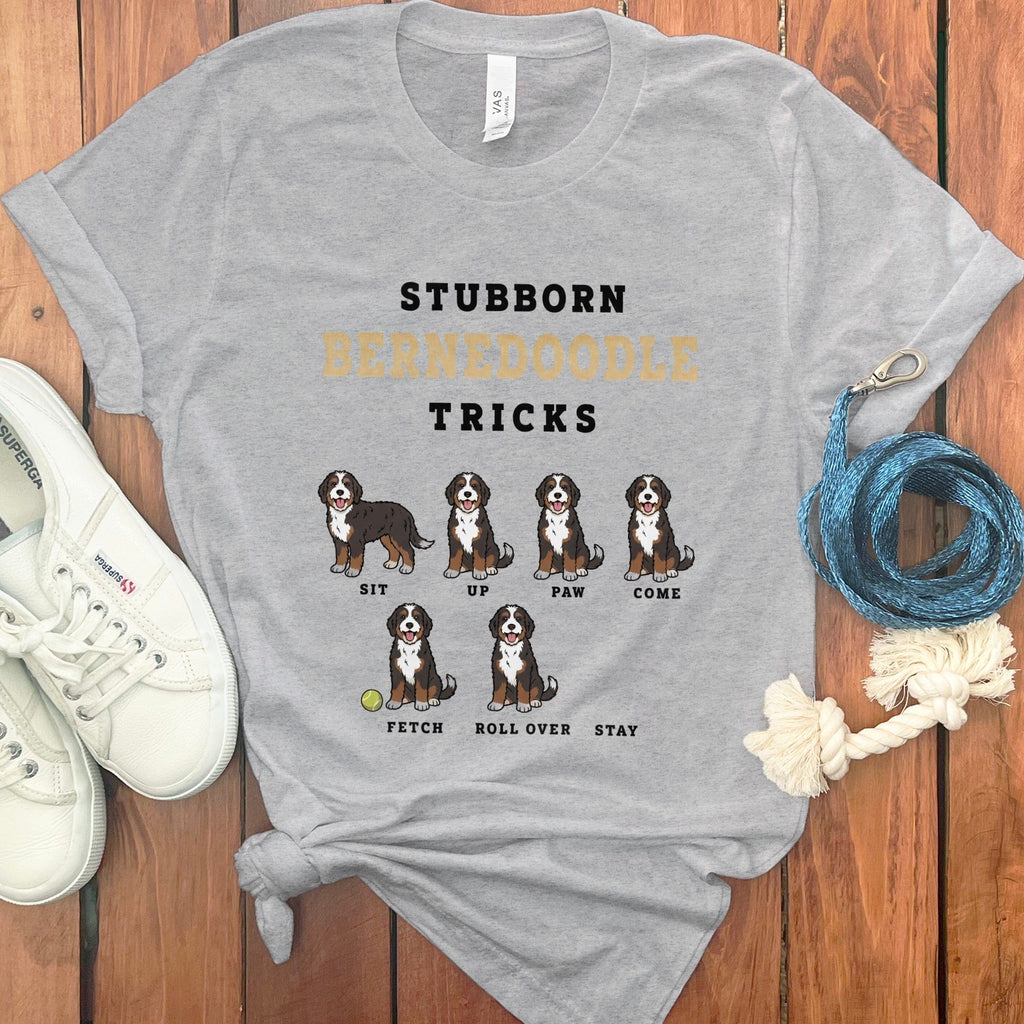 Stubborn Bernedoodle T-Shirt in Athletic Heather / M by Puppy Jo