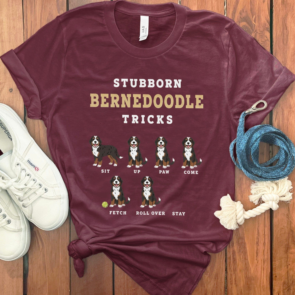 Stubborn Bernedoodle T-Shirt in Maroon / M by Puppy Jo
