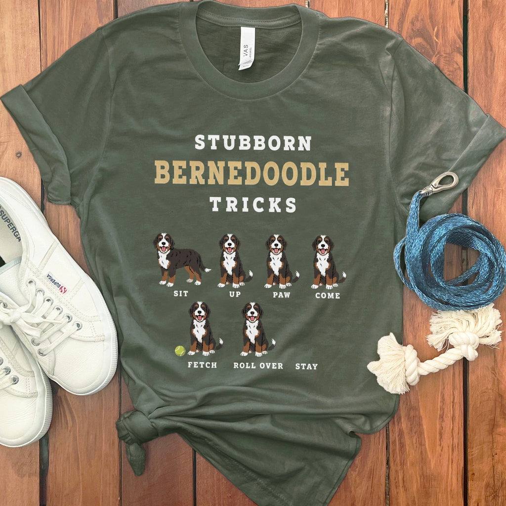 Stubborn Bernedoodle T-Shirt in Military Green / M by Puppy Jo