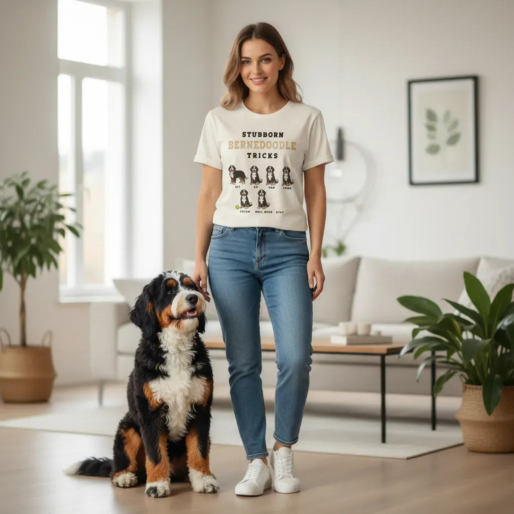 Stubborn Bernedoodle T-Shirt in by Puppy Jo