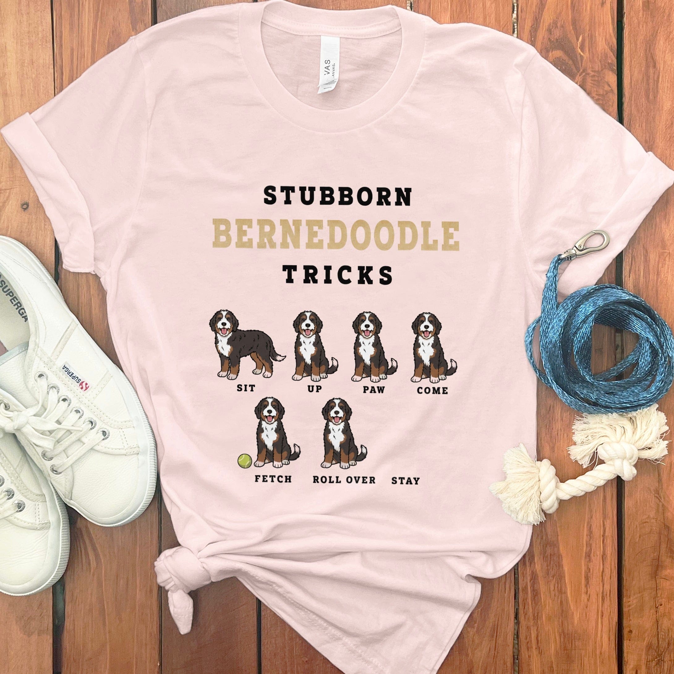 Stubborn Bernedoodle T-Shirt in Soft Pink / M by Puppy Jo