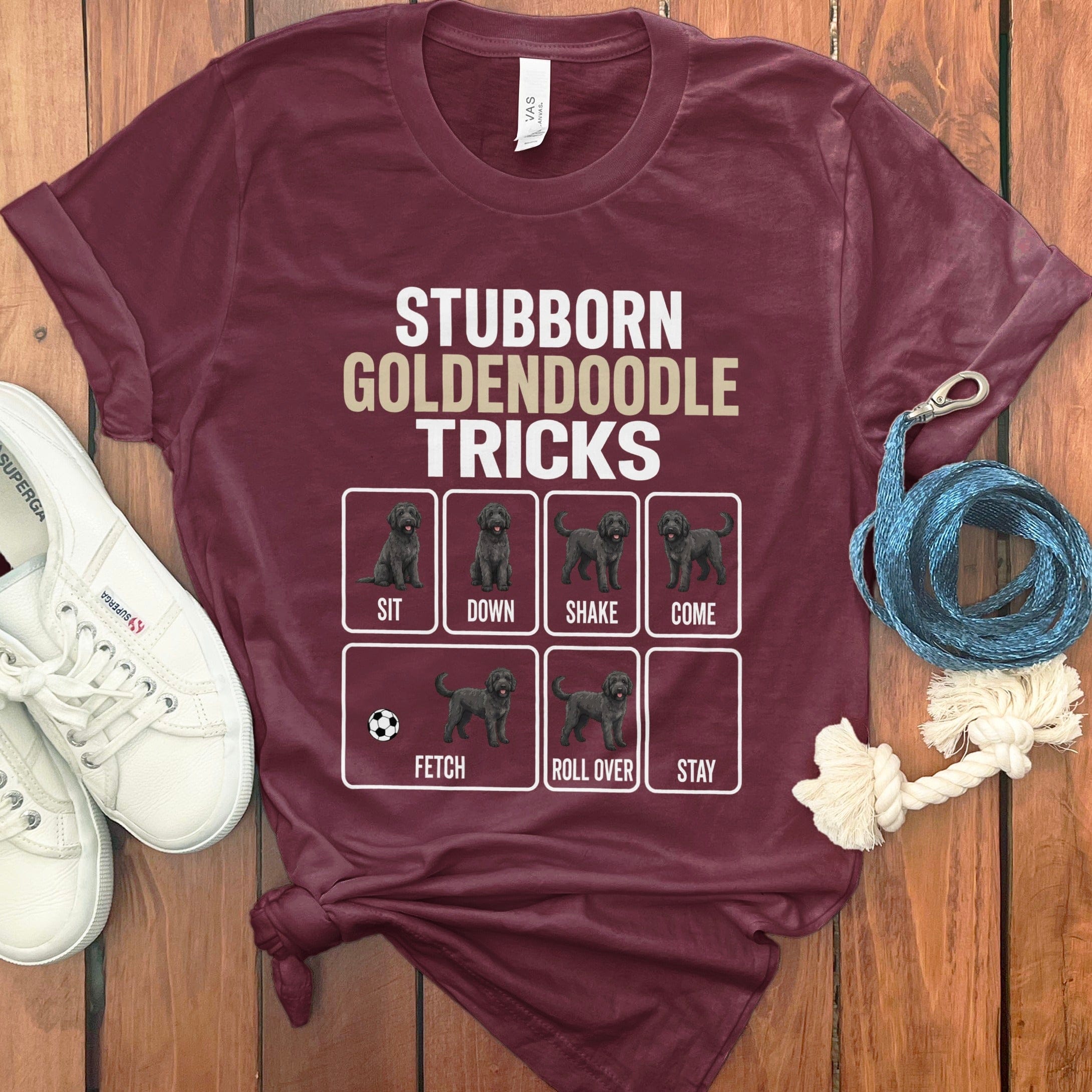 Stubborn Black Goldendoodle T-Shirt in Maroon / M by Puppy Jo