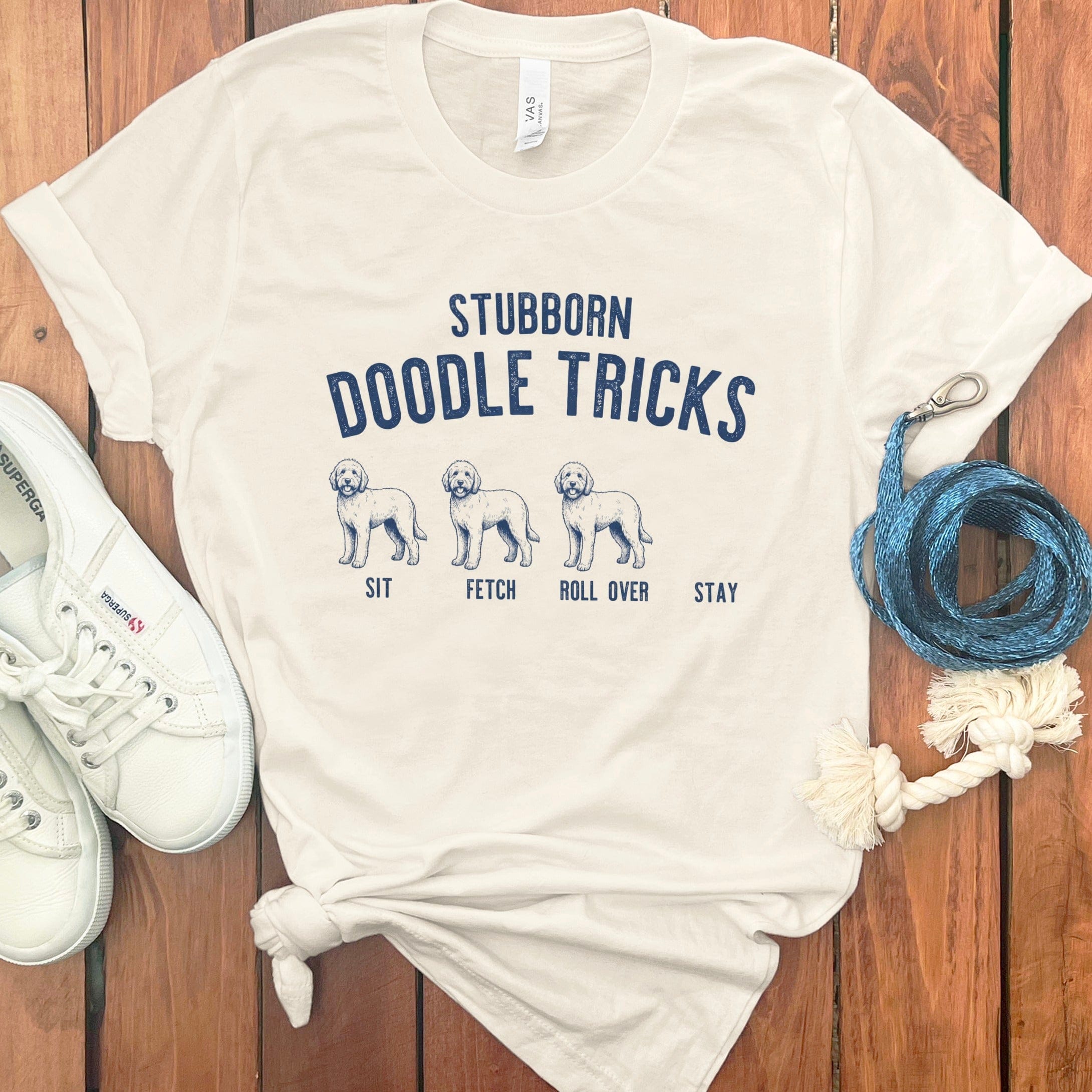 Stubborn Doodle Tricks T-Shirt in Natural / S by Puppy Jo