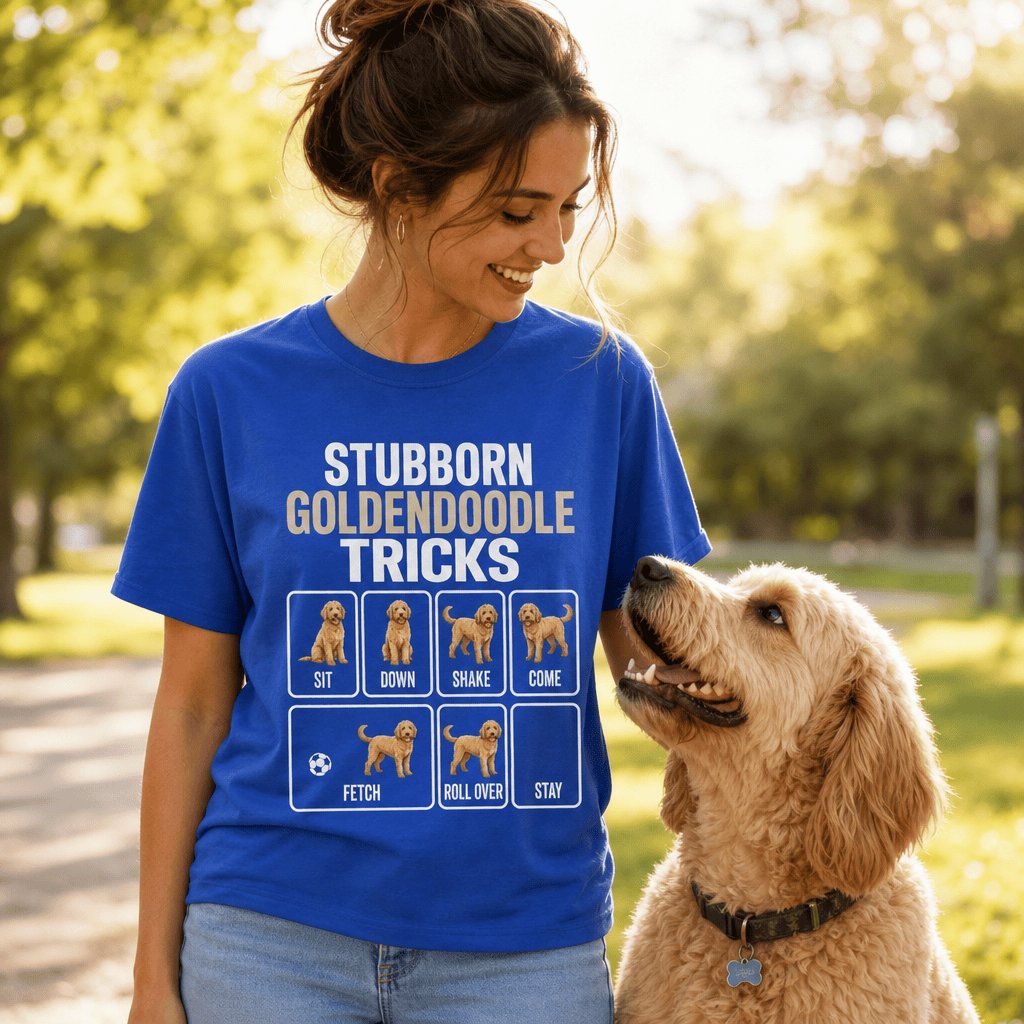 Stubborn Golden Goldendoodle T-Shirt in by Puppy Jo
