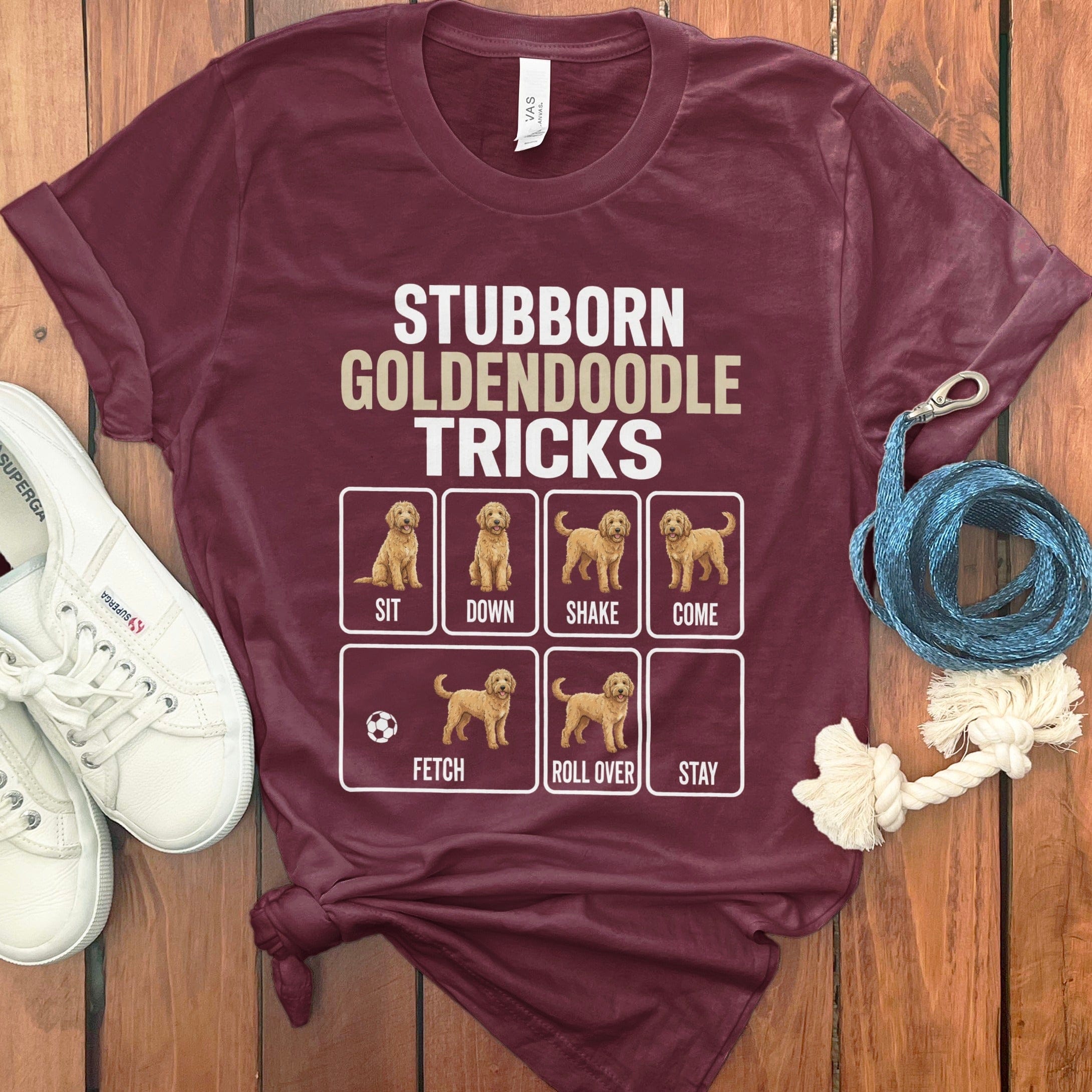 Stubborn Goldendoodle T-Shirt in Maroon / S by Puppy Jo