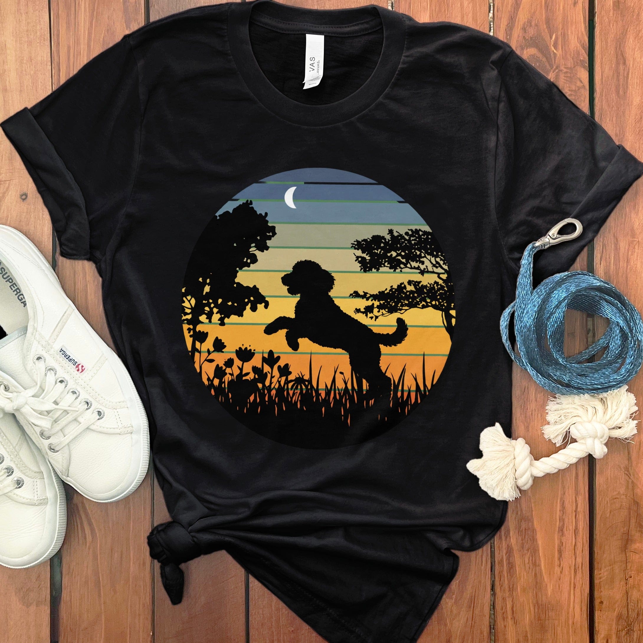 Sunset Doodle T-Shirt in Black / S by Puppy Jo
