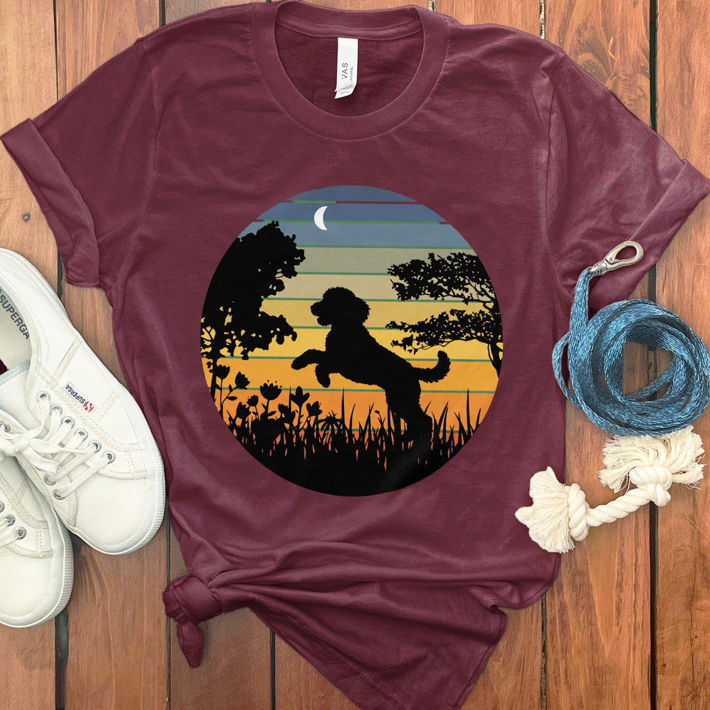 Sunset Doodle T-Shirt in Maroon / S by Puppy Jo
