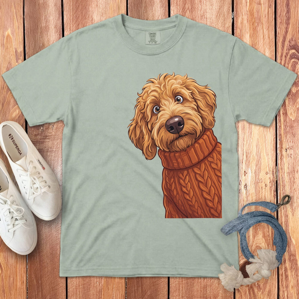Sweater Weather Apricot Goldendoodle Signature T-Shirt in Bay / S / T-Shirts by Puppy Jo