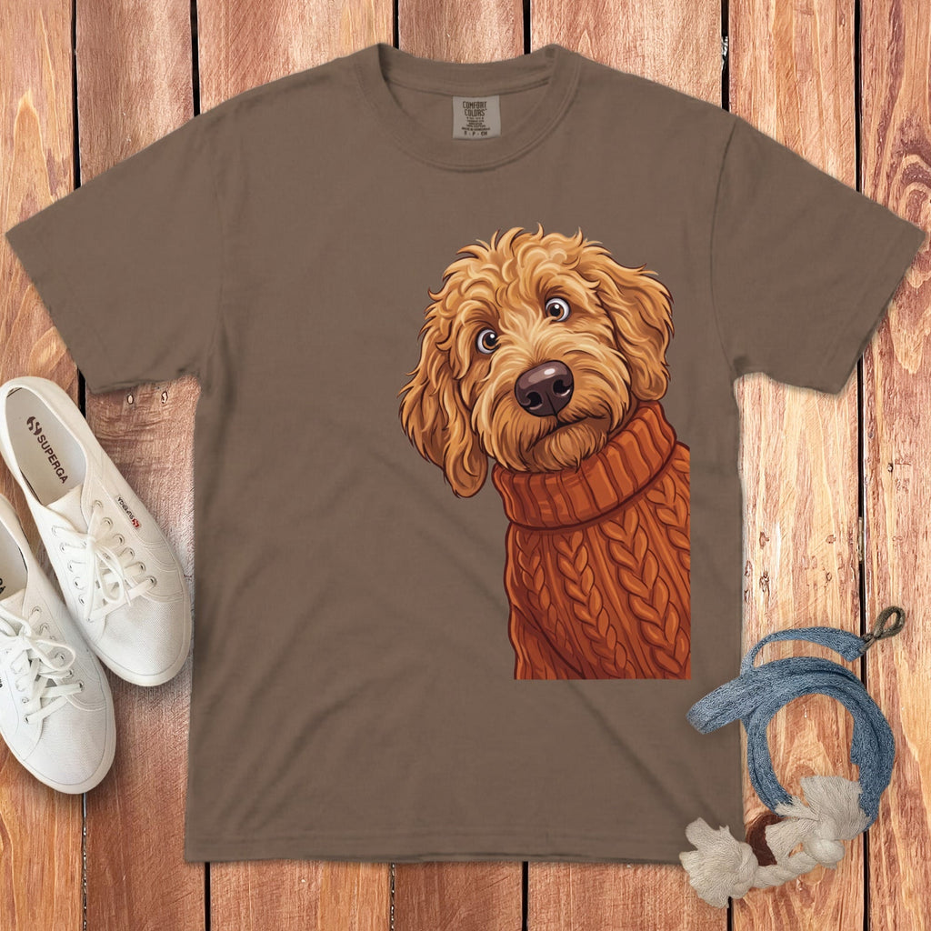 Sweater Weather Apricot Goldendoodle Signature T-Shirt in Espresso / S / T-Shirts by Puppy Jo