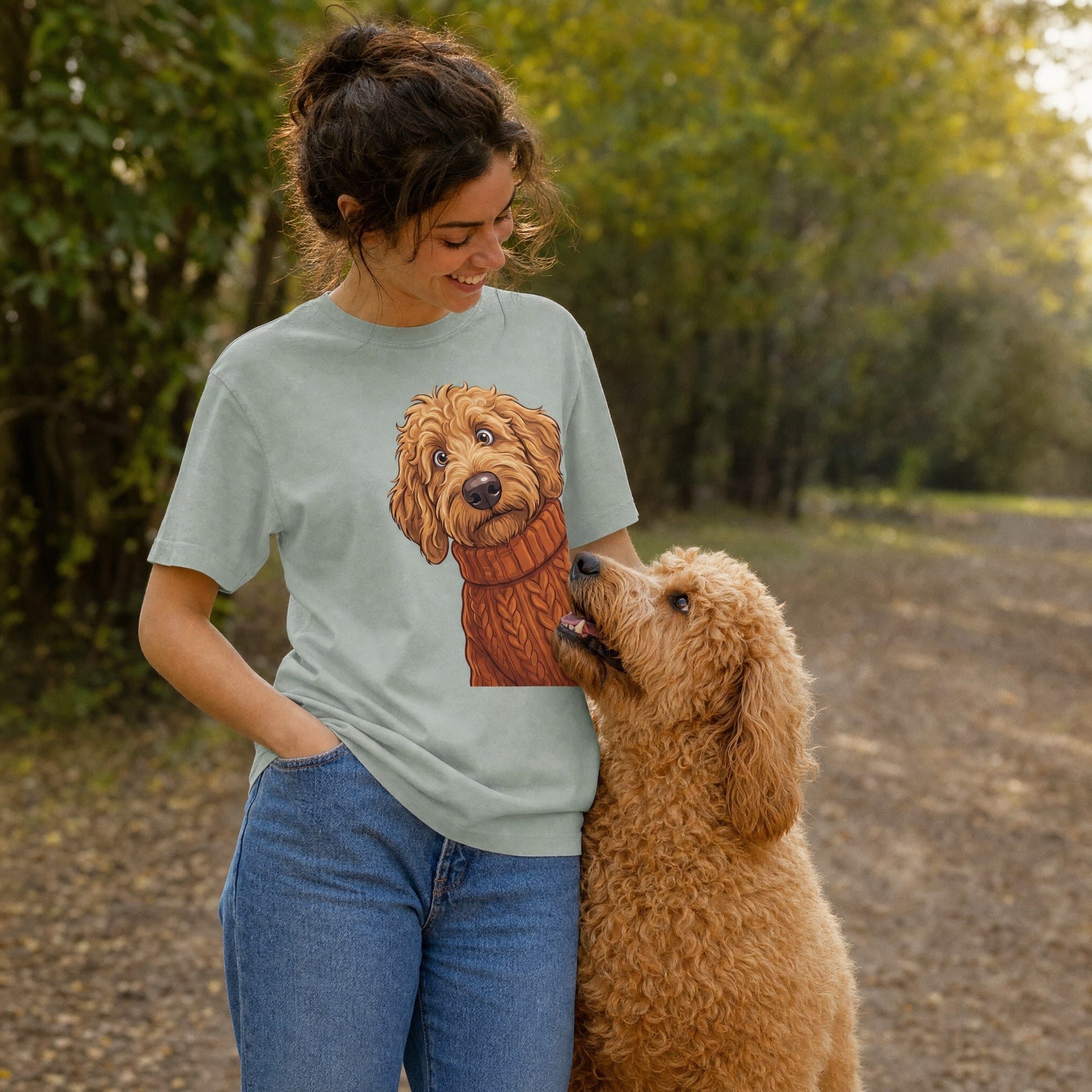 Sweater Weather Apricot Goldendoodle Signature T-Shirt in by Puppy Jo