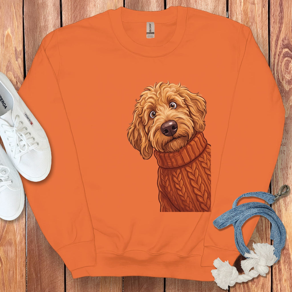 Sweater Weather Apricot Goldendoodle Sweatshirt in Orange / M by Puppy Jo