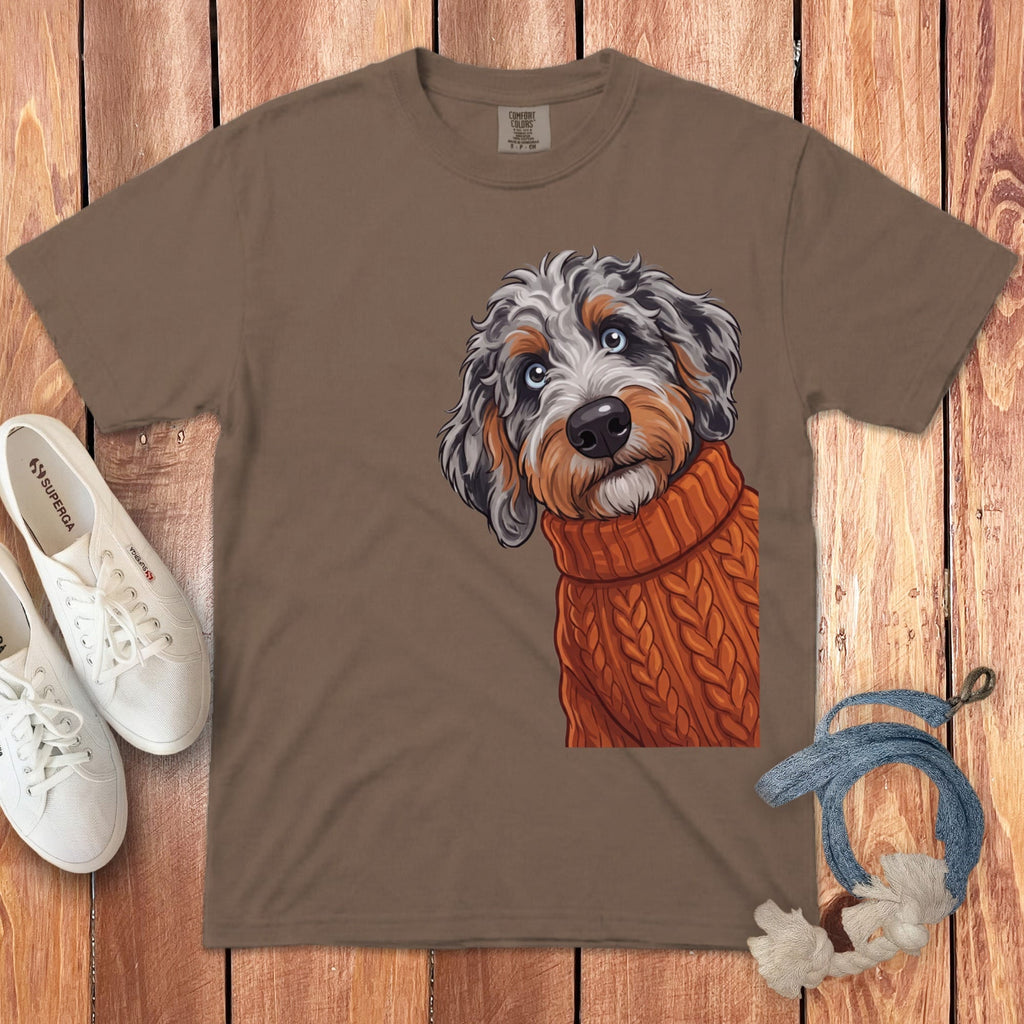 Sweater Weather Aussiedoodle Signature T-Shirt in Espresso / S / T-Shirts by Puppy Jo