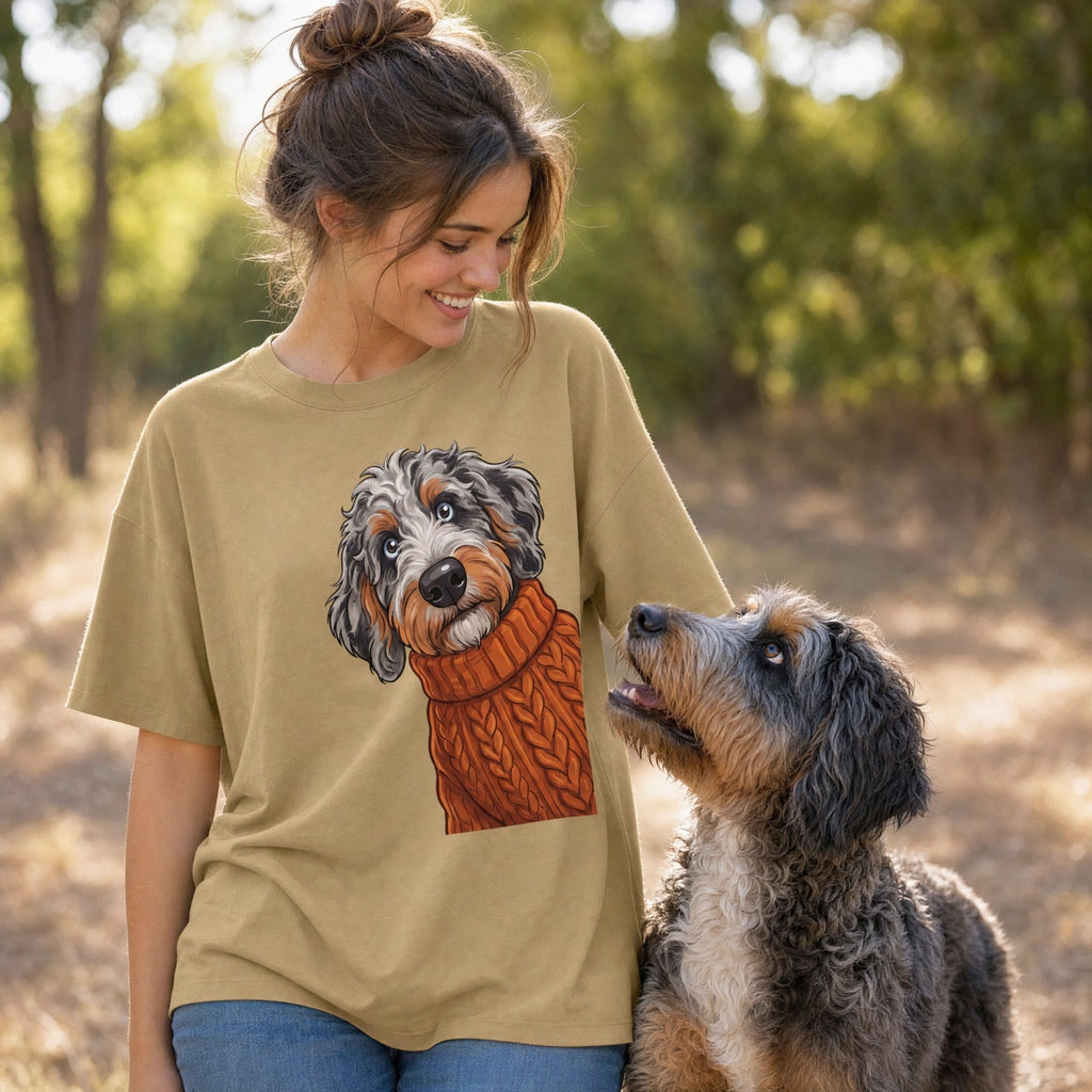 Sweater Weather Aussiedoodle Signature T-Shirt in by Puppy Jo