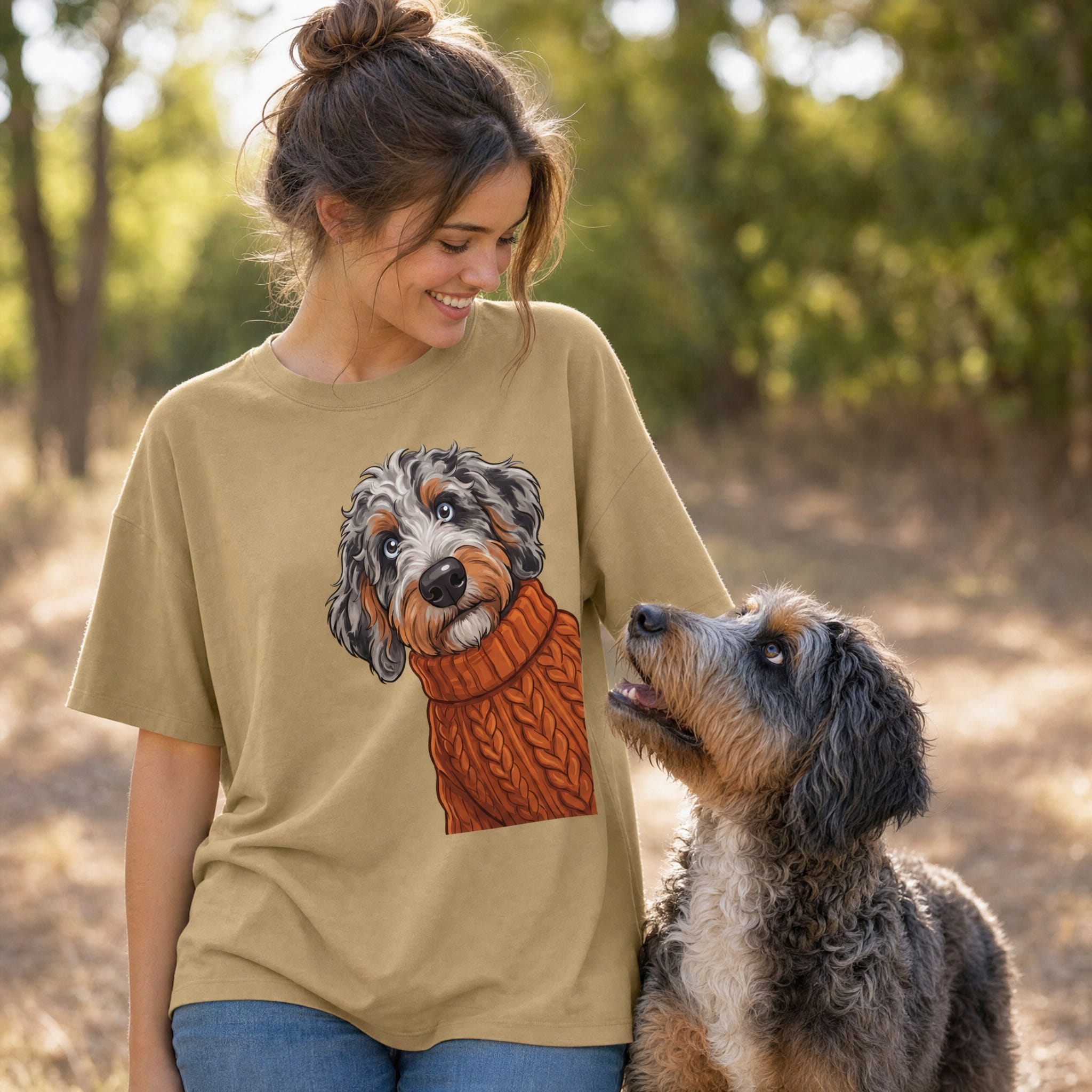 Sweater Weather Aussiedoodle Signature T-Shirt in by Puppy Jo