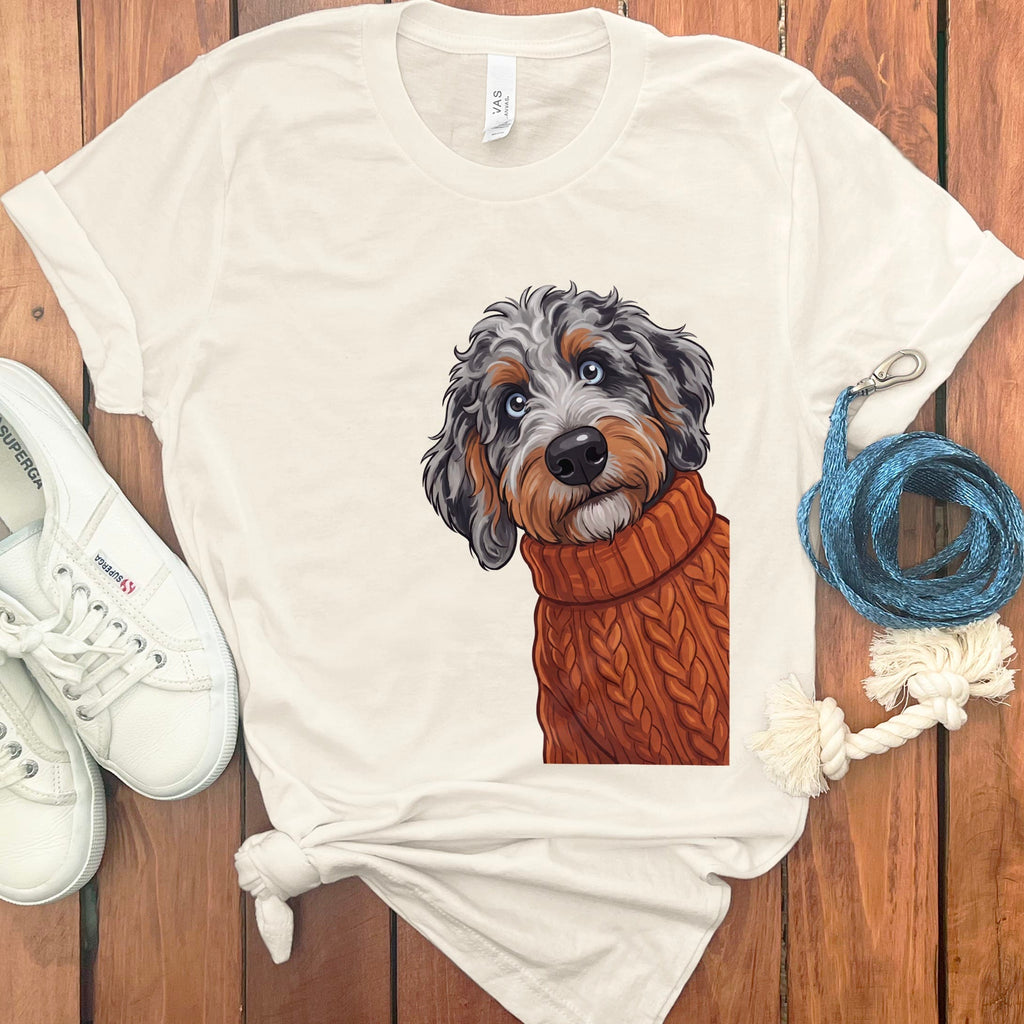 Sweater Weather Aussiedoodle T-Shirt in Natural / S by Puppy Jo