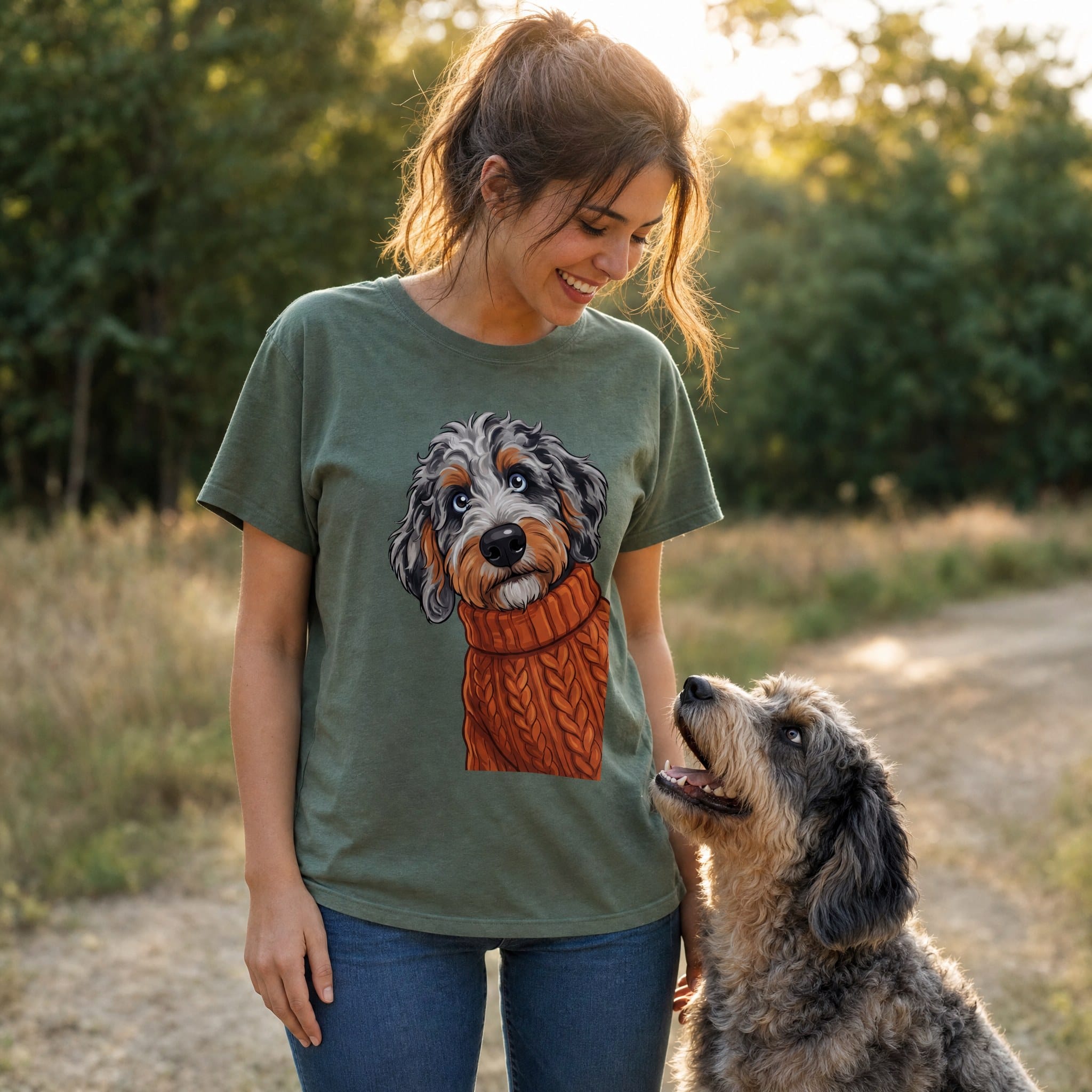 Sweater Weather Aussiedoodle T-Shirt in by Puppy Jo