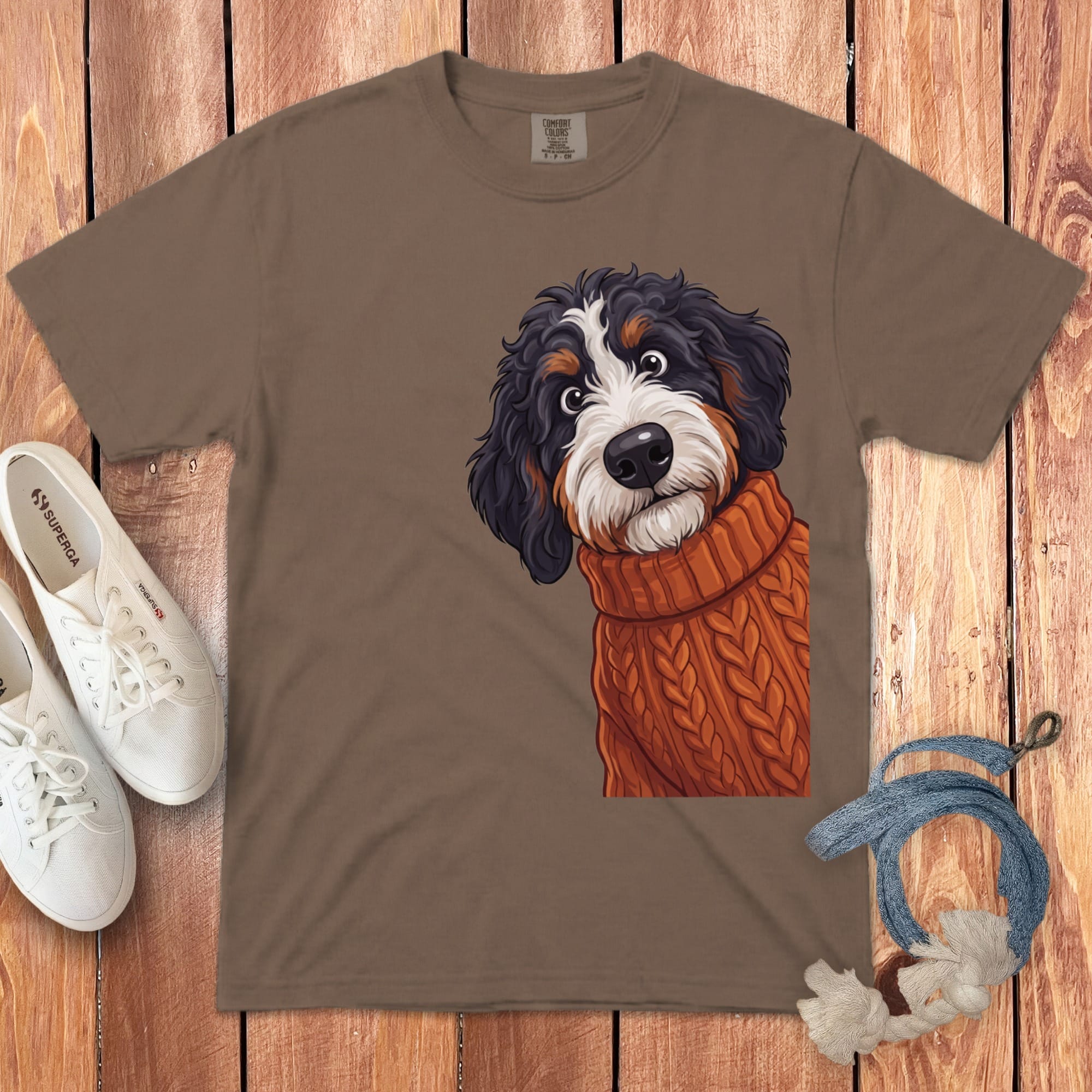 Sweater Weather Bernedoodle Signature T-Shirt in Espresso / S / T-Shirts by Puppy Jo