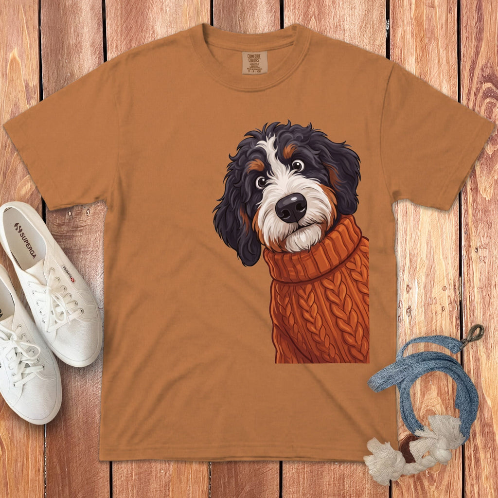 Sweater Weather Bernedoodle Signature T-Shirt in Yam / S / T-Shirts by Puppy Jo