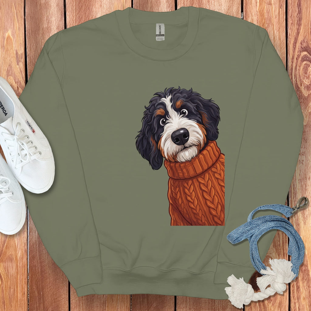 Sweater Weather Bernedoodle Sweatshirt in Military Green / S by Puppy Jo