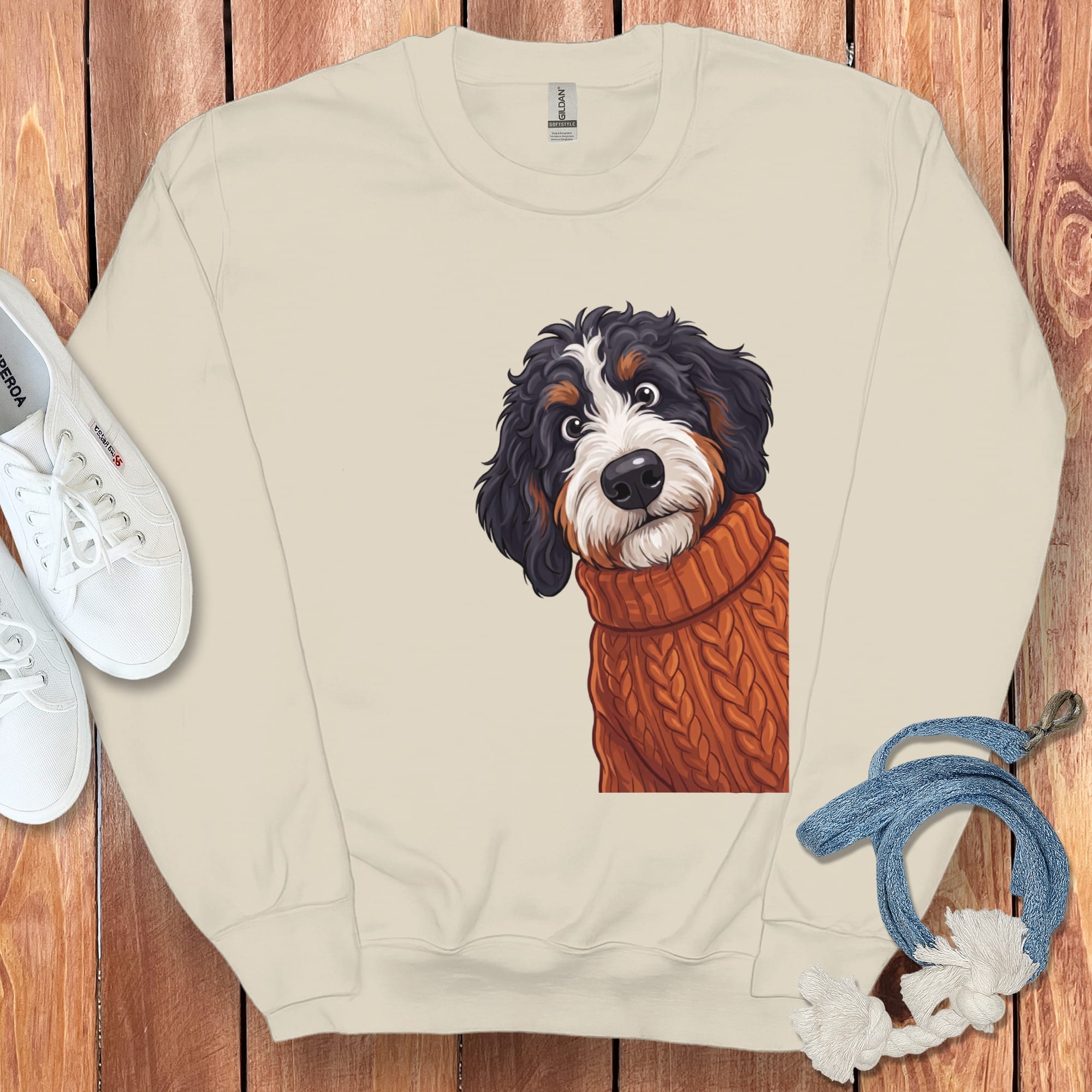 Sweater Weather Bernedoodle Sweatshirt in Sand / S by Puppy Jo