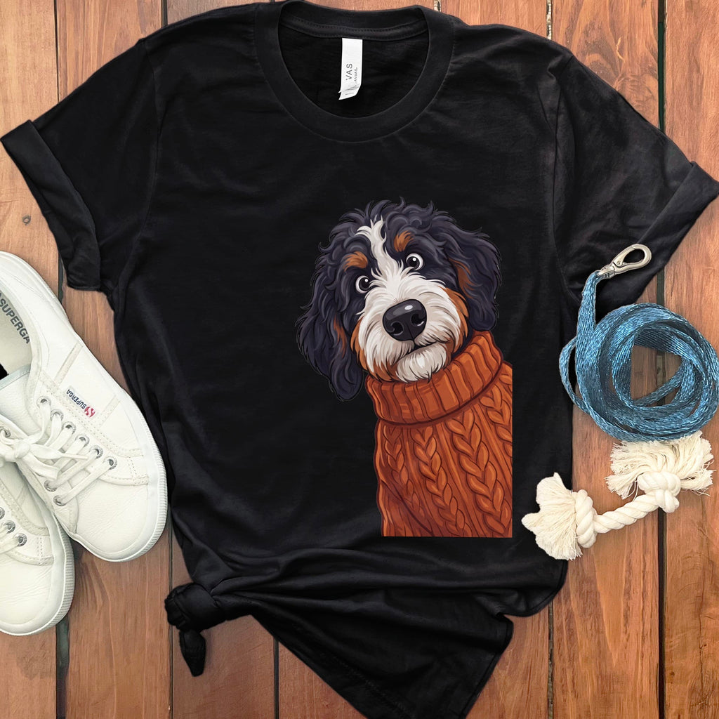 Sweater Weather Bernedoodle T-Shirt in Black / S by Puppy Jo