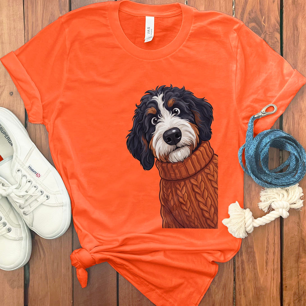 Sweater Weather Bernedoodle T-Shirt in Orange / S by Puppy Jo