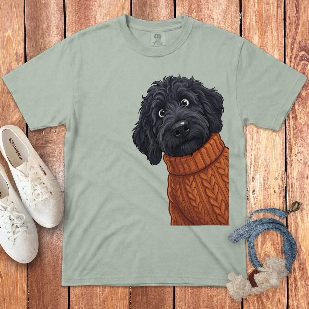 Sweater Weather Black Goldendoodle Signature T-Shirt in Bay / S / T-Shirts by Puppy Jo
