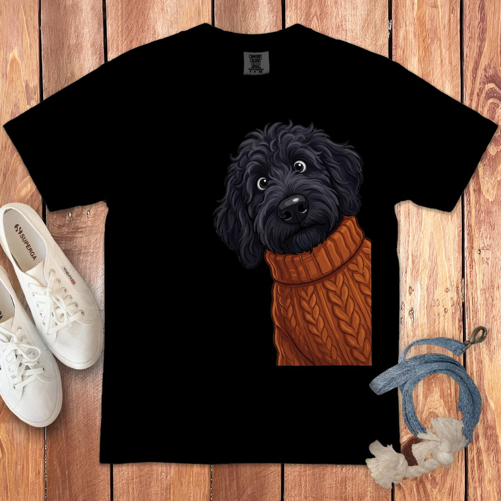 Sweater Weather Black Goldendoodle Signature T-Shirt in Black / S / T-Shirts by Puppy Jo