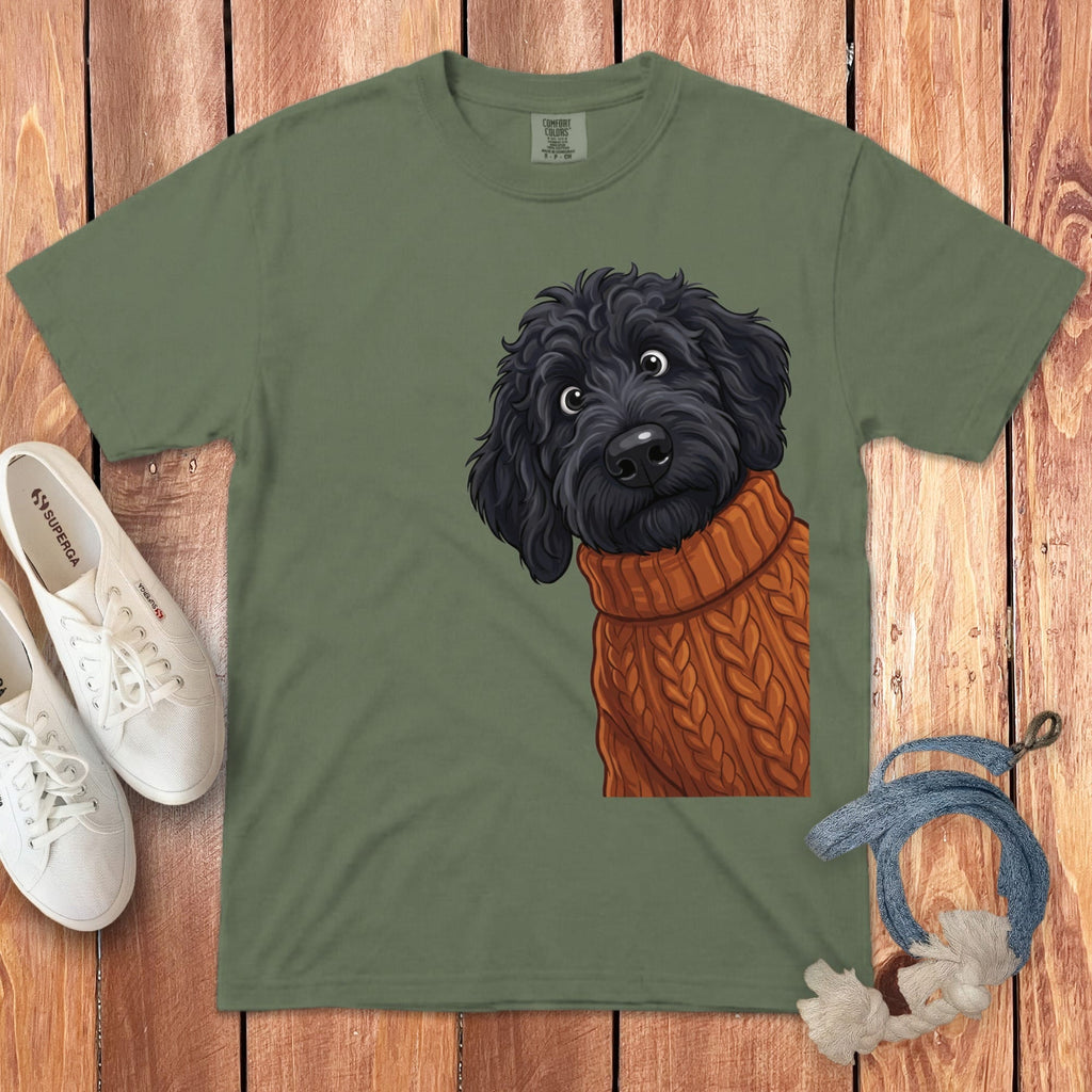 Sweater Weather Black Goldendoodle Signature T-Shirt in Moss / S / T-Shirts by Puppy Jo