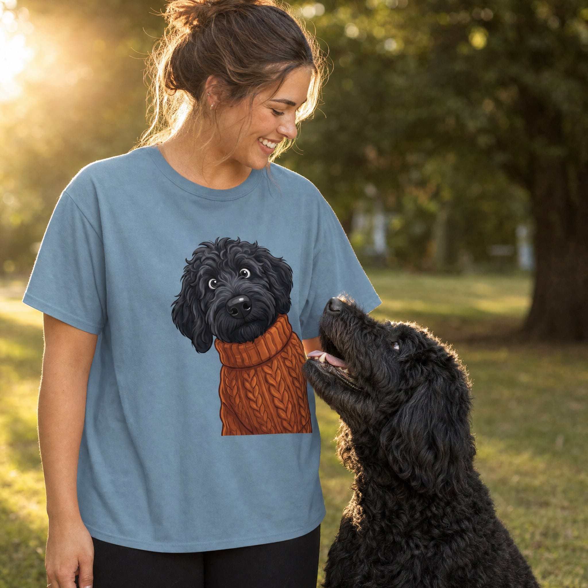 Sweater Weather Black Goldendoodle Signature T-Shirt in by Puppy Jo