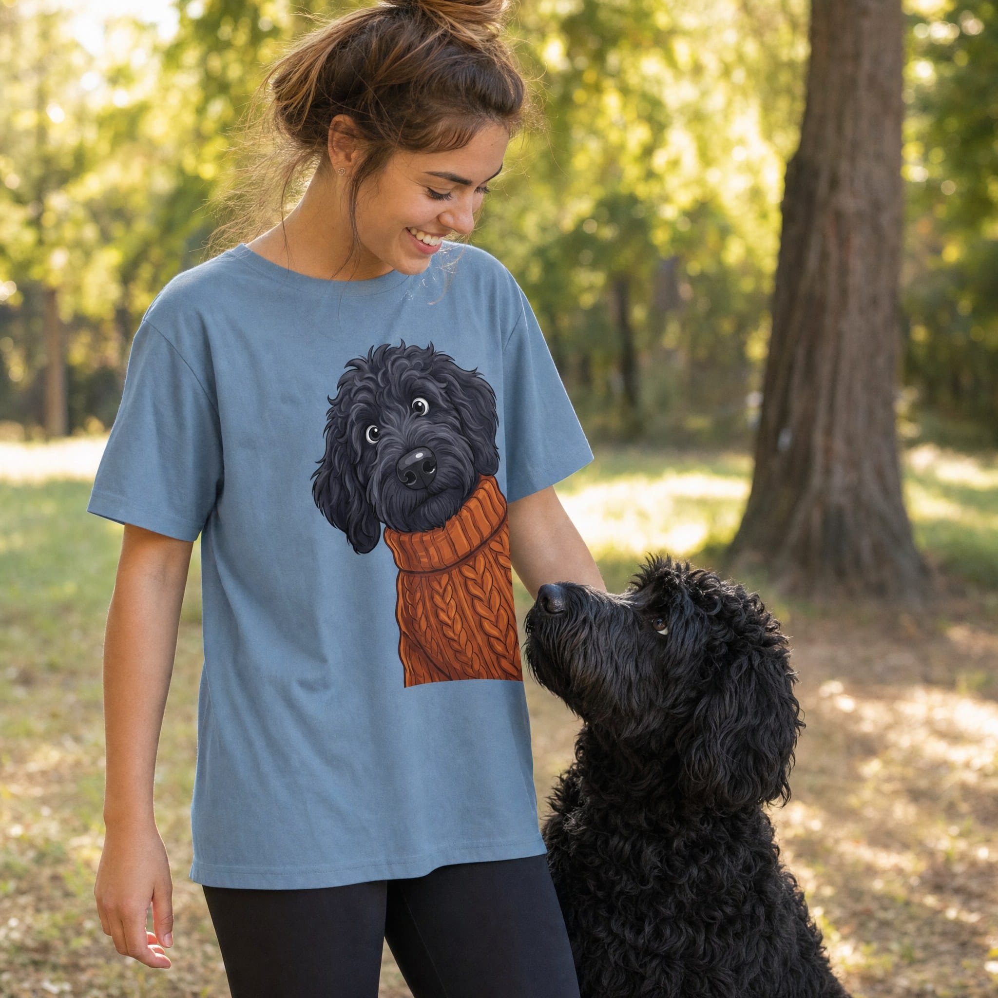Sweater Weather Black Goldendoodle Signature T-Shirt in by Puppy Jo