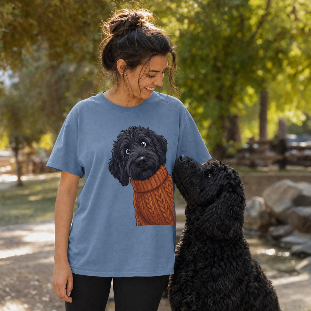Sweater Weather Black Goldendoodle Signature T-Shirt in by Puppy Jo