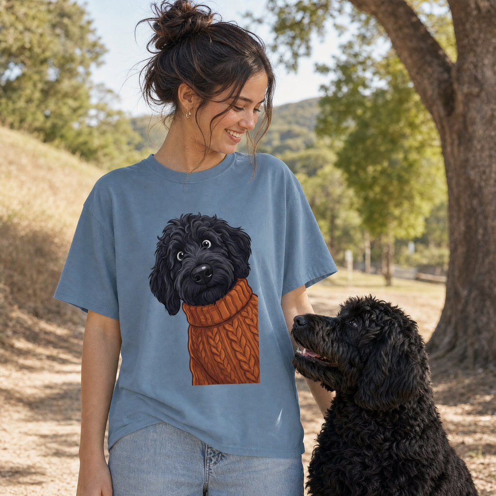 Sweater Weather Black Goldendoodle Signature T-Shirt in by Puppy Jo