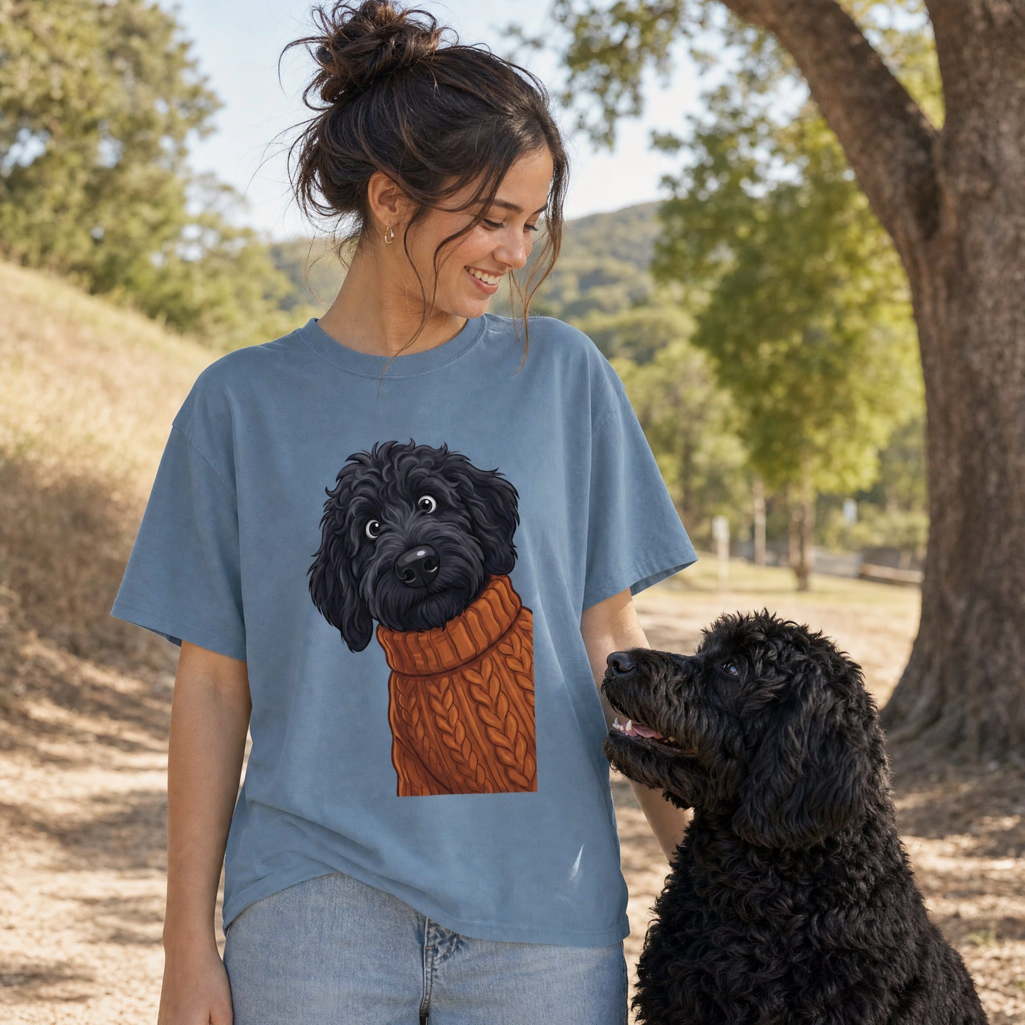 Sweater Weather Black Goldendoodle Signature T-Shirt in by Puppy Jo