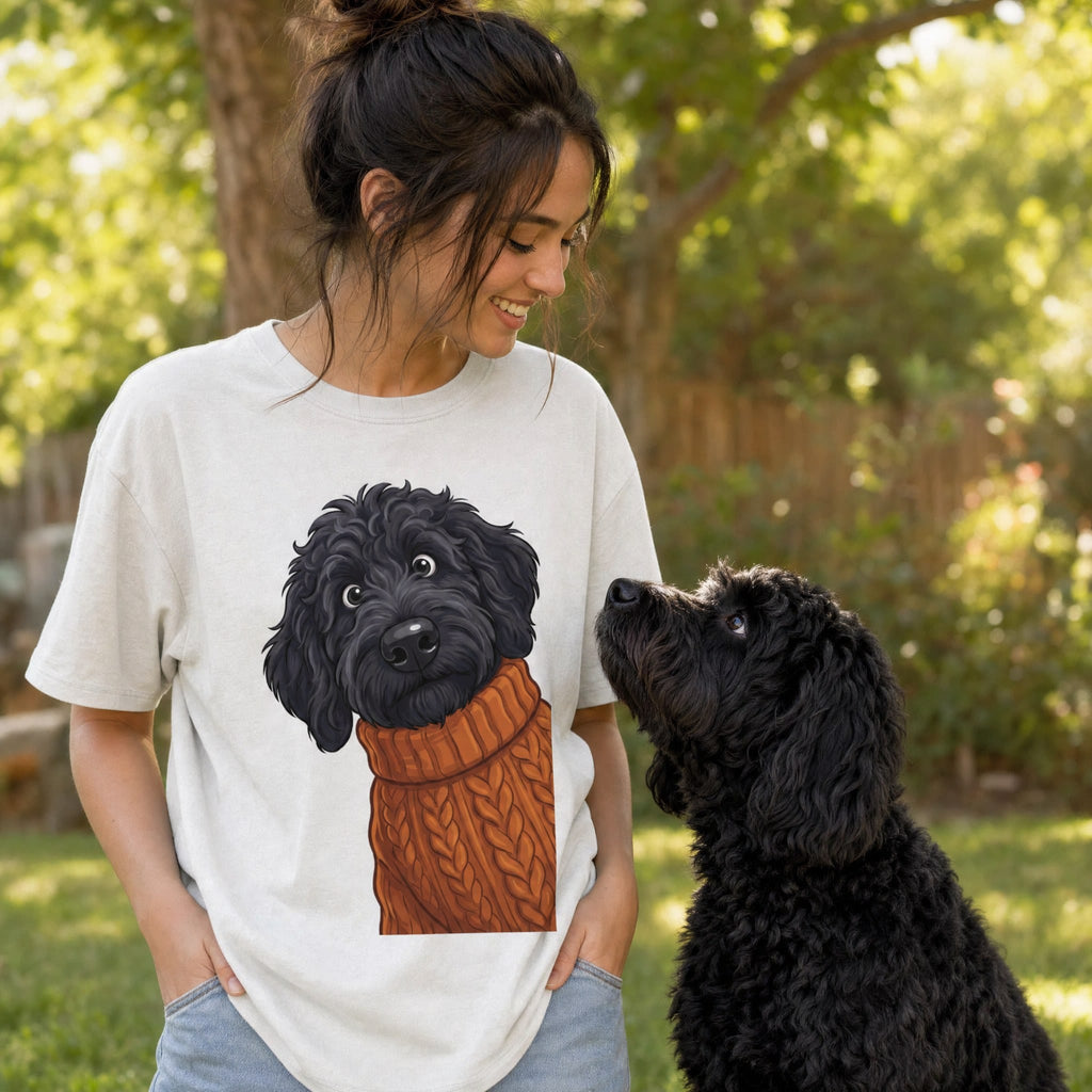 Sweater Weather Black Goldendoodle Signature T-Shirt in by Puppy Jo