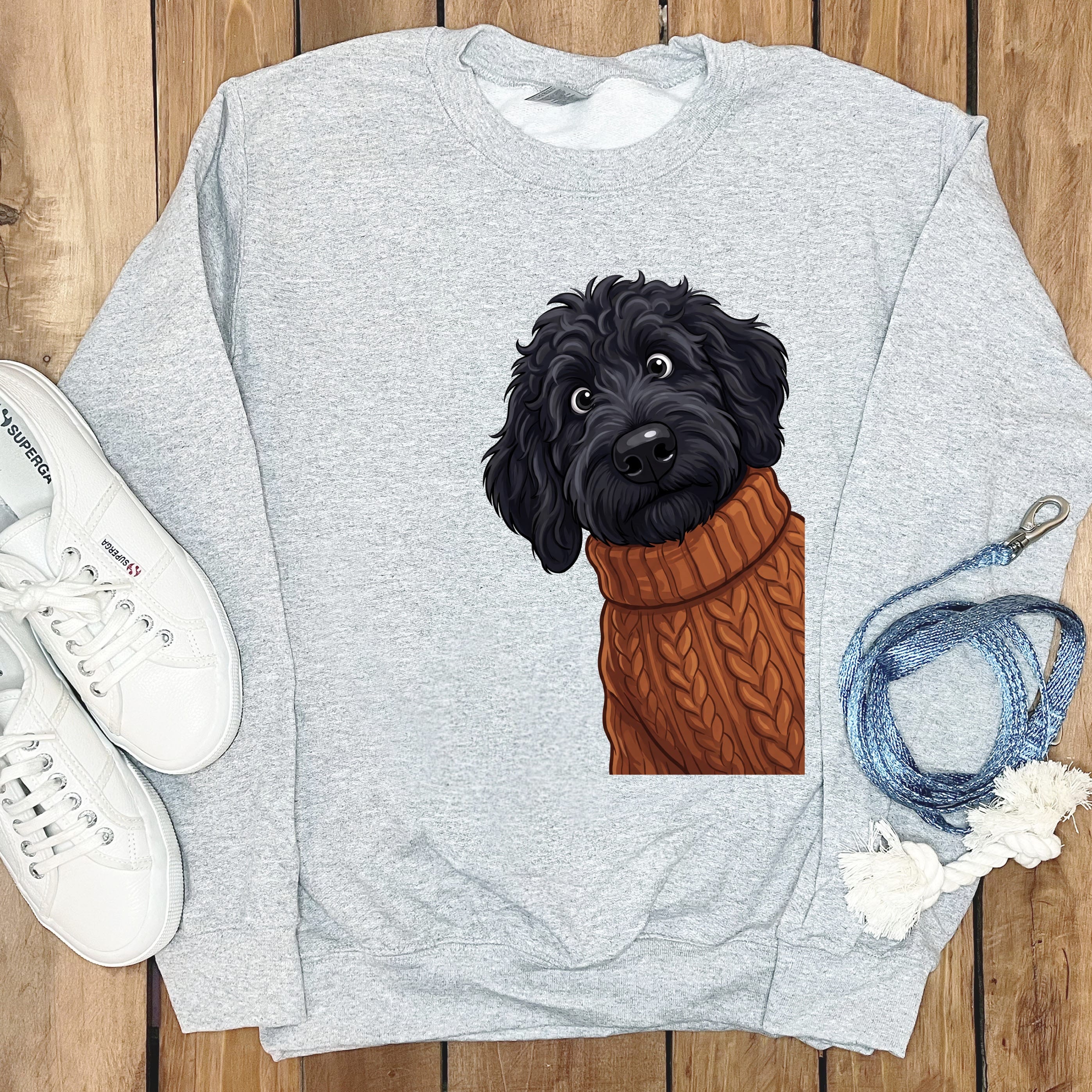 Sweater Weather Black Goldendoodle Sweatshirt in Sport Grey / S by Puppy Jo