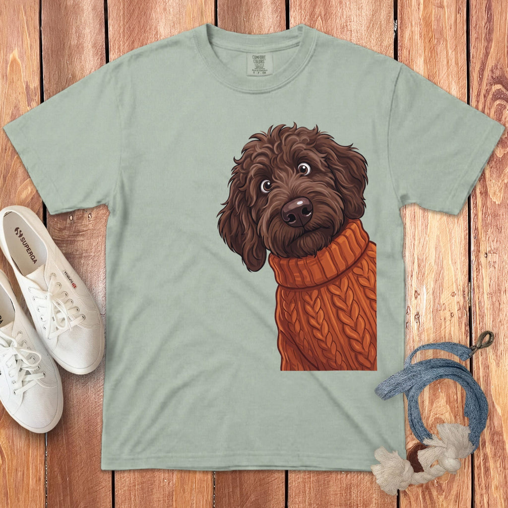 Sweater Weather Chocolate Goldendoodle Signature T-Shirt in Bay / S / T-Shirts by Puppy Jo