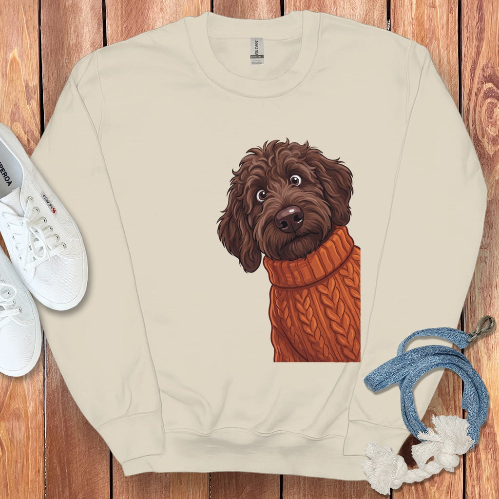 Sweater Weather Chocolate Goldendoodle Sweatshirt in Sand / S by Puppy Jo