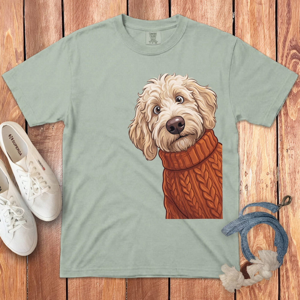 Sweater Weather Cream Goldendoodle Signature T-Shirt in Bay / S / T-Shirts by Puppy Jo