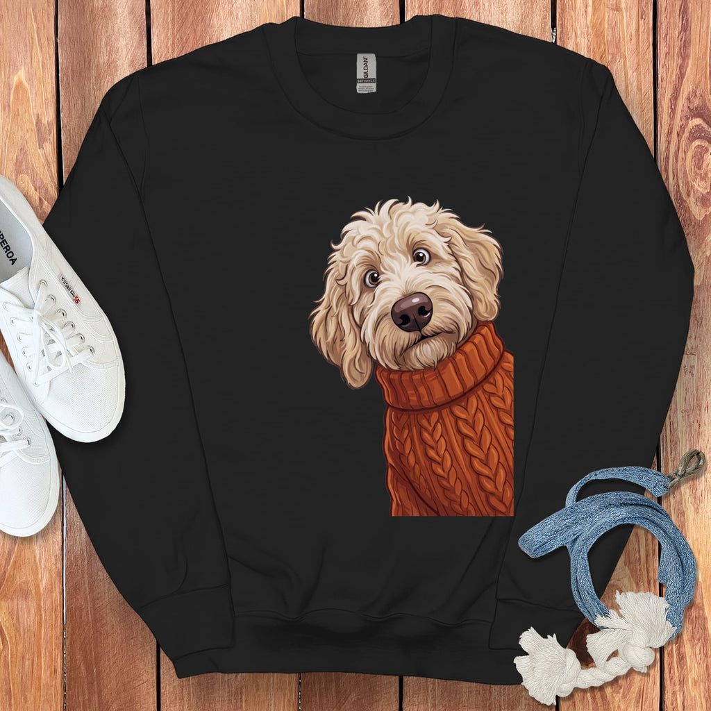 Sweater Weather Cream Goldendoodle Sweatshirt in Black / S by Puppy Jo