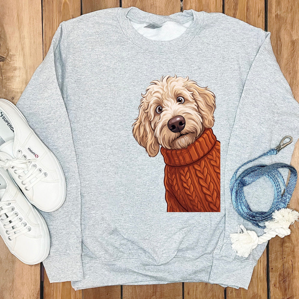 Sweater Weather Cream Goldendoodle Sweatshirt in Sport Grey / S by Puppy Jo