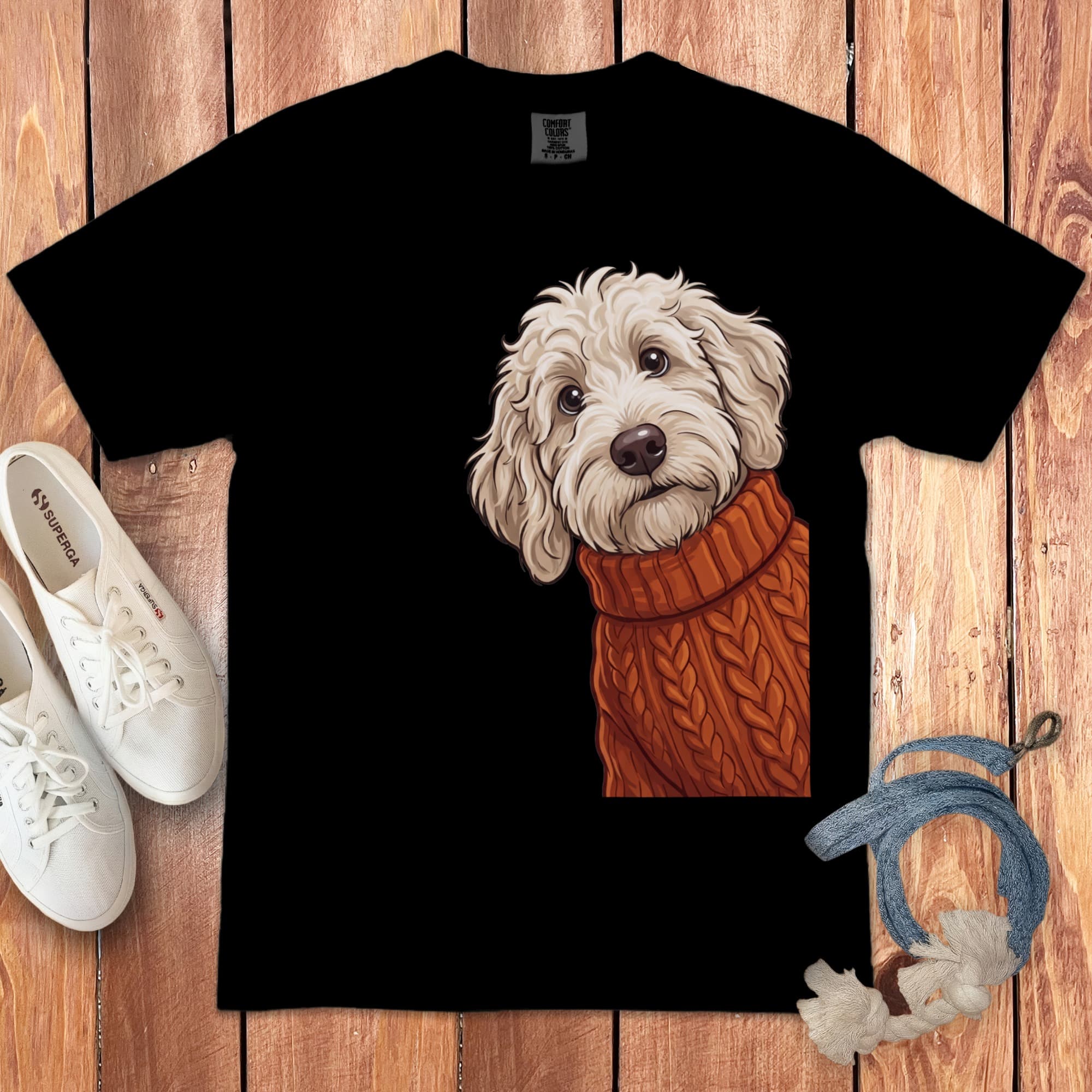 Sweater Weather Maltipoo Signature T-Shirt in Black / S / T-Shirts by Puppy Jo