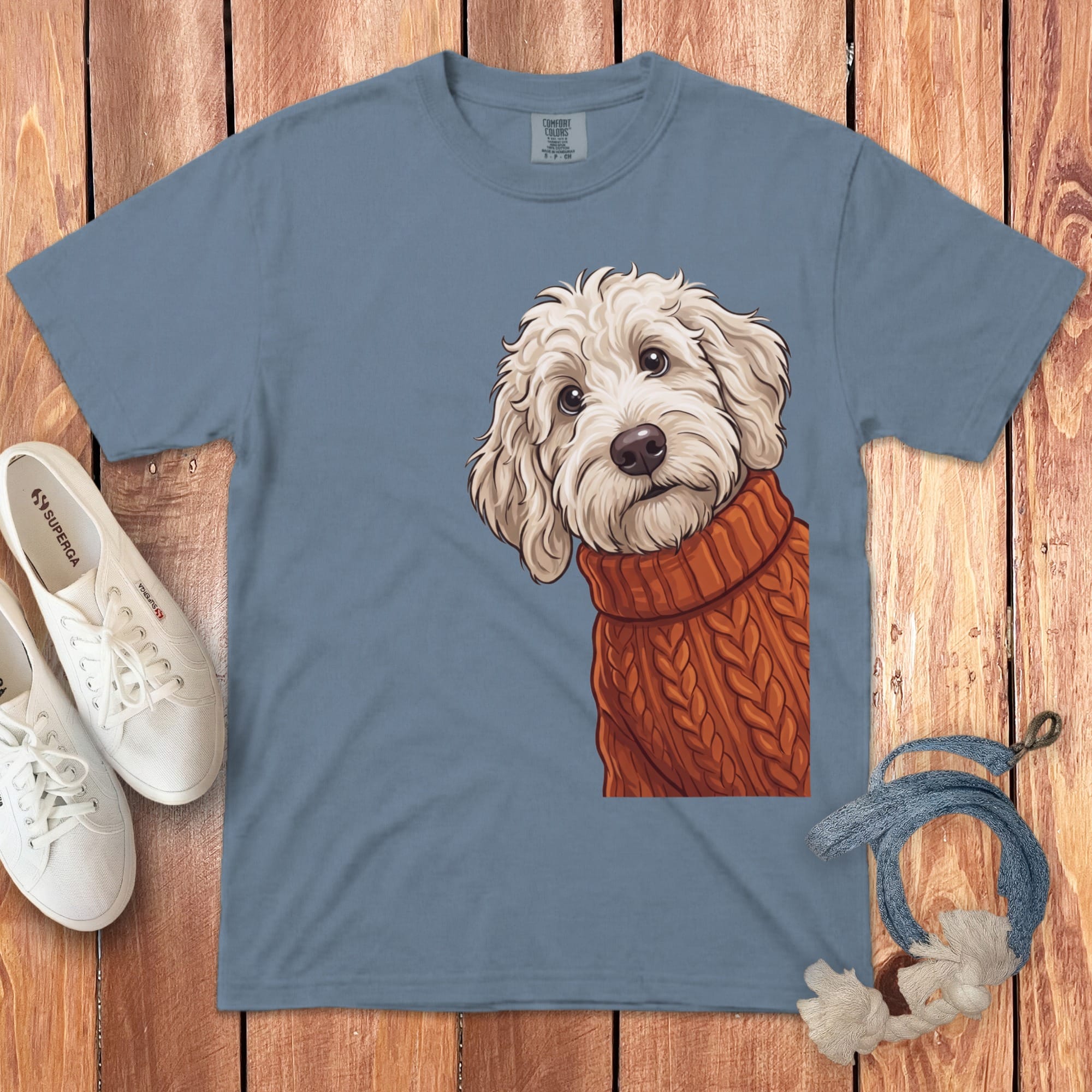 Sweater Weather Maltipoo Signature T-Shirt in Blue Jean / S / T-Shirts by Puppy Jo