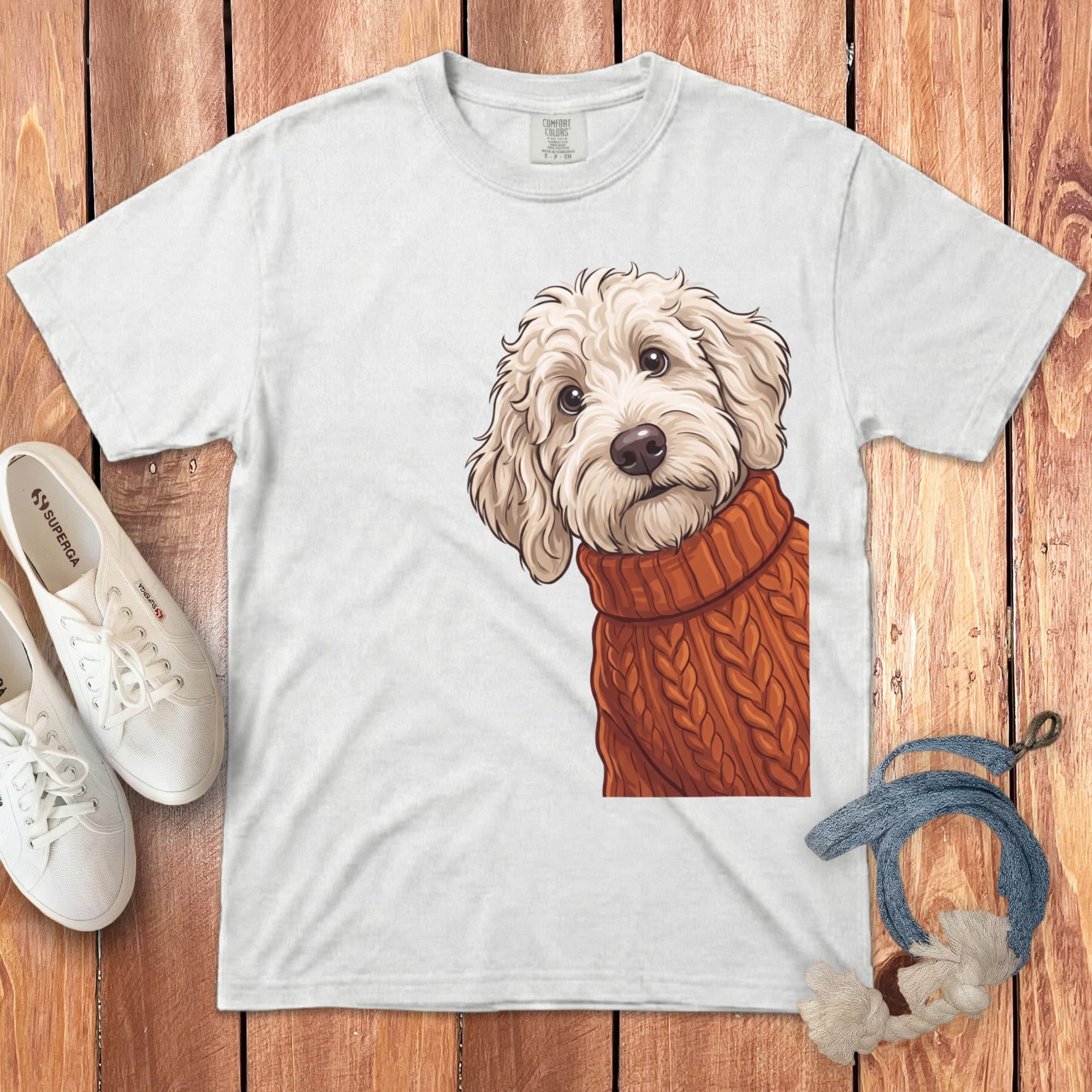 Sweater Weather Maltipoo Signature T-Shirt in White / S / T-Shirts by Puppy Jo