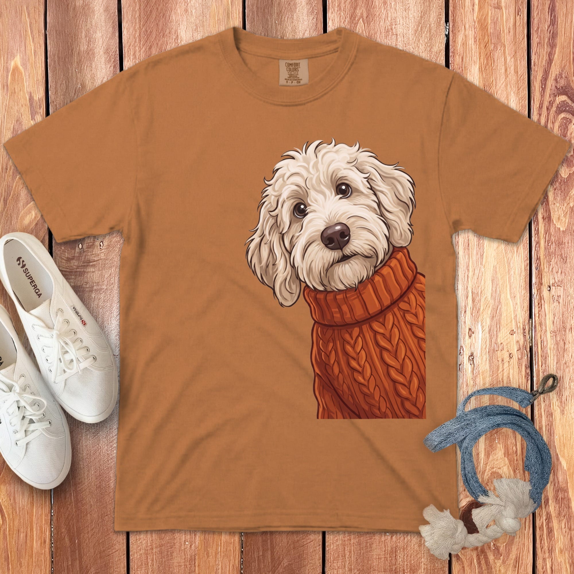 Sweater Weather Maltipoo Signature T-Shirt in Yam / S / T-Shirts by Puppy Jo
