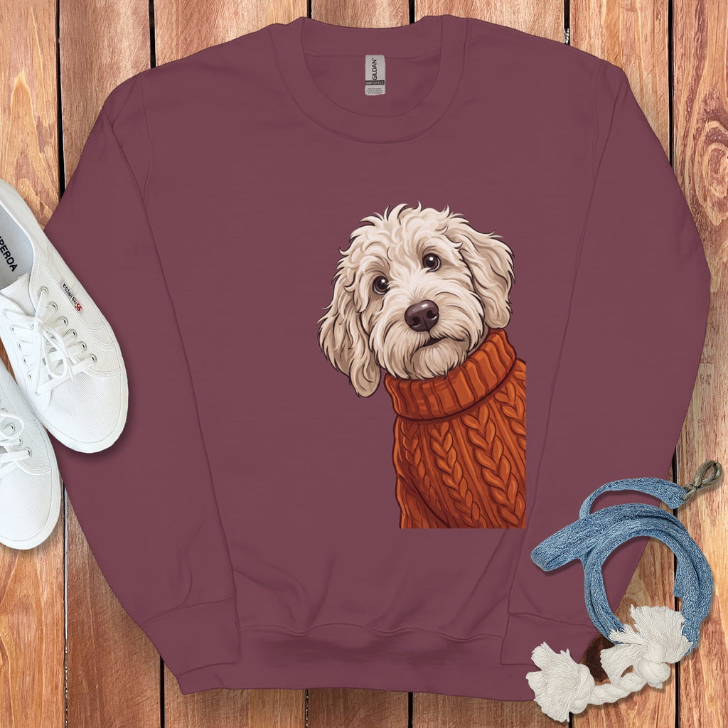 Sweater Weather Maltipoo Sweatshirt in Maroon / S by Puppy Jo