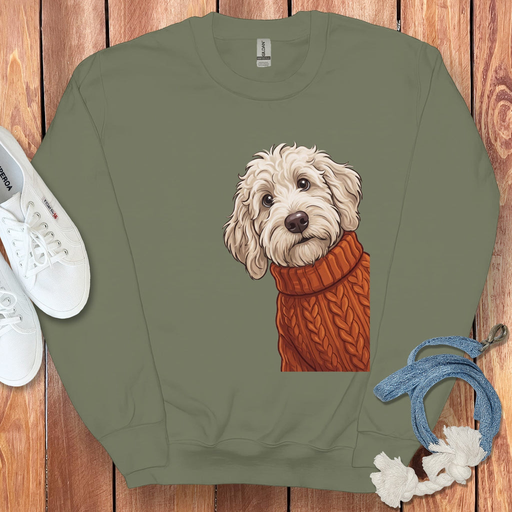 Sweater Weather Maltipoo Sweatshirt in Military Green / S by Puppy Jo